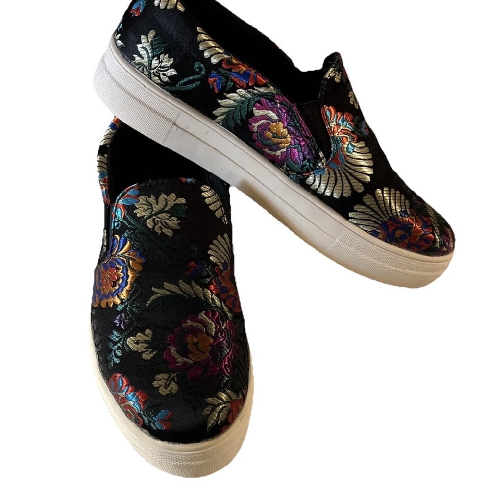 BRASH Evonne Asian Metallic Brocade Slip-On Sneakers/Shoes. Size 8.5. Colorful!